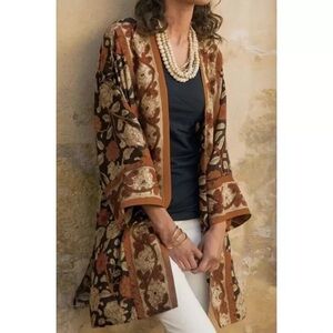 Soft Surroundings Floral Cardigan in Brown and Black